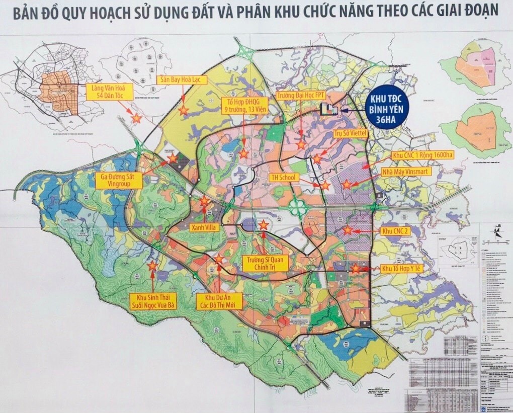 Vị trí khu tái định cư Bình Yên trên bản đồ quy hoạch khu CNC Hòa Lạc