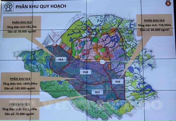 Bản đồ quy hoạch phân khu HL3, HL4, HL5, HL6 khu đô thị Hòa Lạc