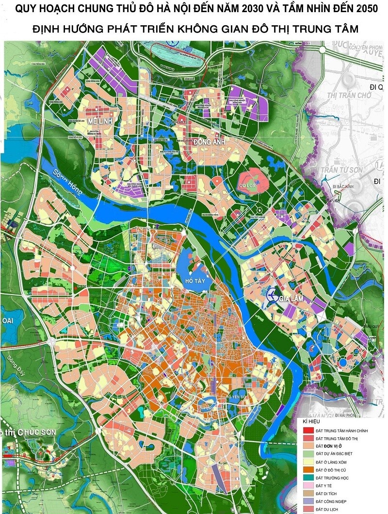 Bản đồ quy hoạch thành phố Hà Nộ đến năm 2030 tầm nhìn 2050
